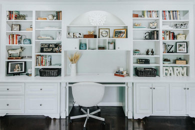 Example of a transitional home office design in Houston