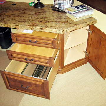 Home Office Desk with Door and Drawer Opened