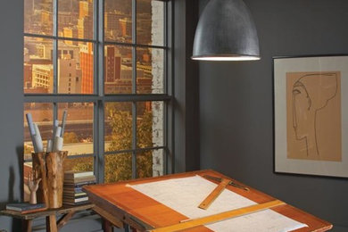 シカゴにある低価格のインダストリアルスタイルのおしゃれなホームオフィス・書斎の写真