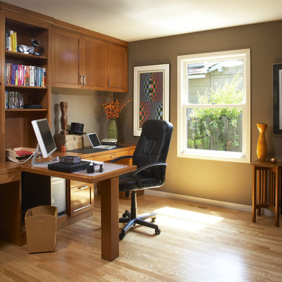 Home office - traditional built-in desk home office idea in San Francisco