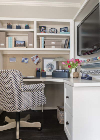 Transitional Home Office by Dona Rosene Interiors