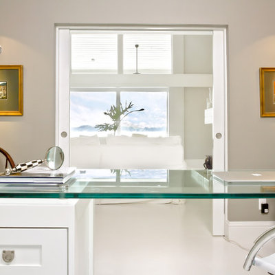 Home office - contemporary home office idea in Orlando with gray walls
