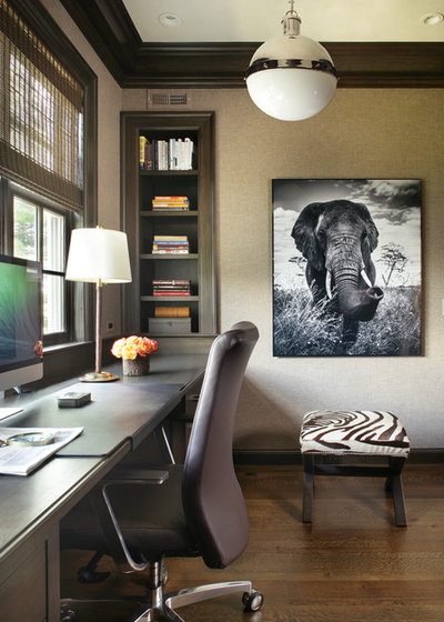 Transitional Home Office by Valerie Grant Interiors