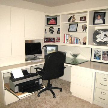 Home Office - white flat panel cabinets