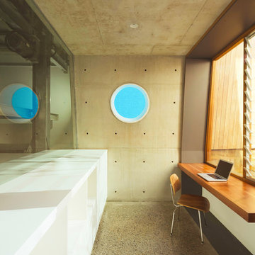Home Office with Pool Porthole