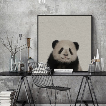 "Huggable Panda" Floater Framed Painting Print on Canvas