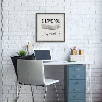 "I Love You with All My Heart III" Framed Painting Print