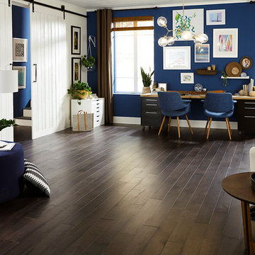 Modern, Blue, Home Office-Cooper's Plank Chocolate, Engineered, Seringa Hardwood