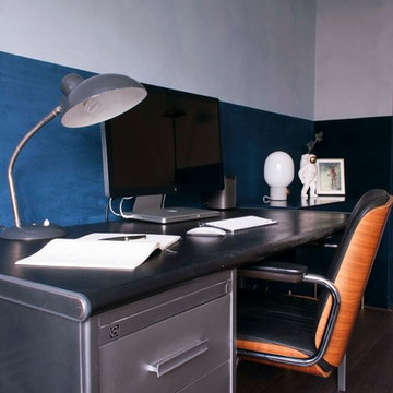 Industrial office with velour wall