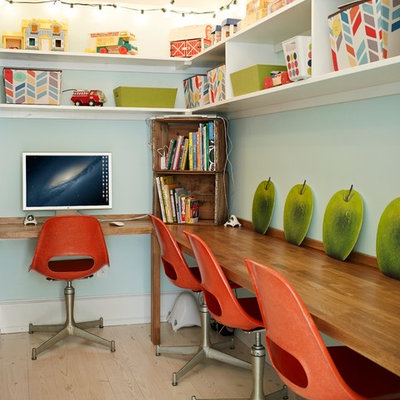 Eclectic built-in desk home office photo in Atlanta