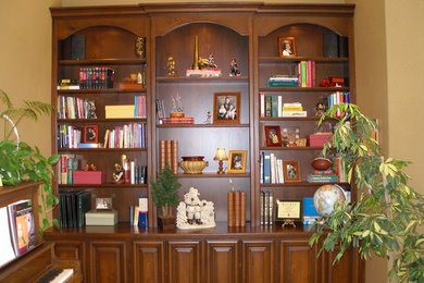 Example of a large home office design in San Francisco with beige walls