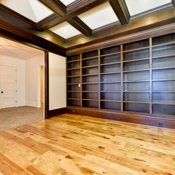 Library with Stained Wood Custom Built-ins