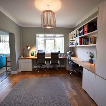 Light & Bright Modern Home Office With Oak Worktops - Thames Ditton, Surrey.