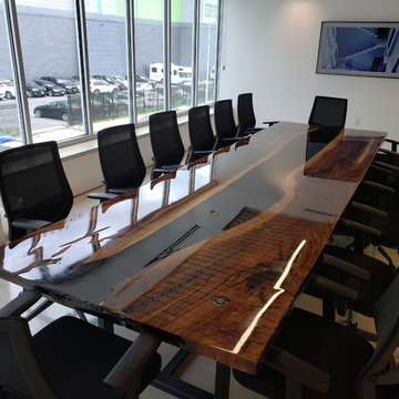 Live Edge Conference Table - Oxidized Maple with Epoxy Resin and Crystals