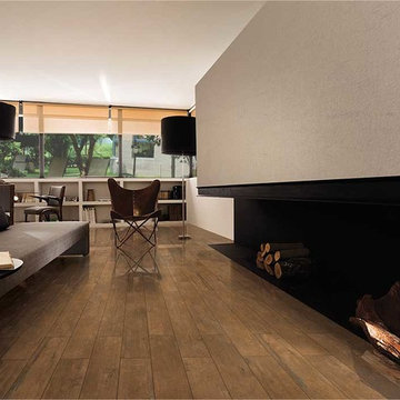 Living - Fireplace - Wood Look Porcelain Tile