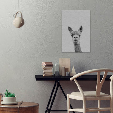 "Llama Face III" Painting Print on Wrapped Canvas