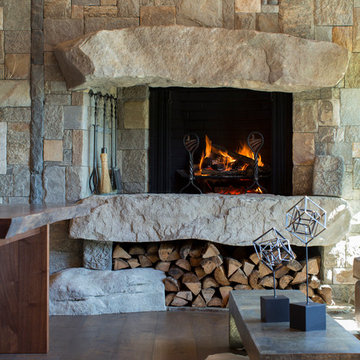 Magnificent stone fireplace