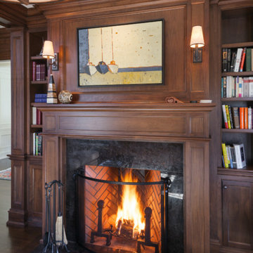 Mahogany Paneled Library with Fireplace