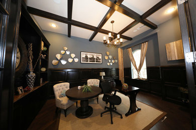 Example of a tuscan home office design in Dallas