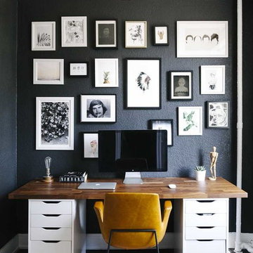 75 Home Office with Black Walls Ideas You'll Love - November, 2022 | Houzz