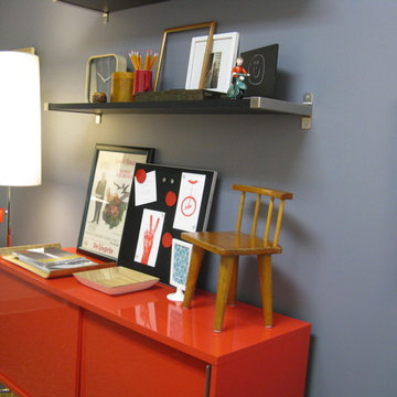 Modern Eclectic Office Red and Gray