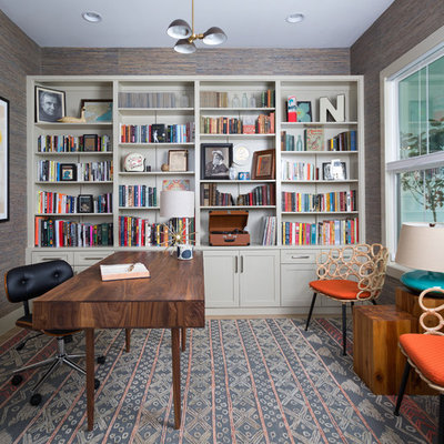 Study room - transitional freestanding desk study room idea in Austin