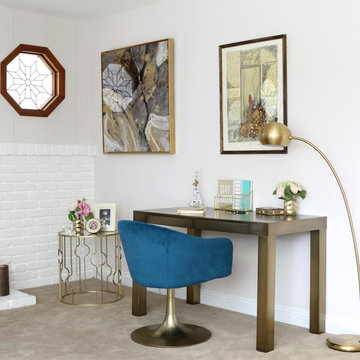 Modern gold home office in SoCal