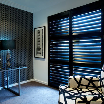Modern Home Office with Black Highprofile Shutters