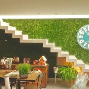 Modern Interior Design with GreenSmart Decor Artificial Hedge Panels