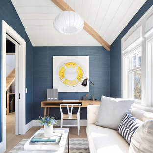 Beach style home office photo in Boston