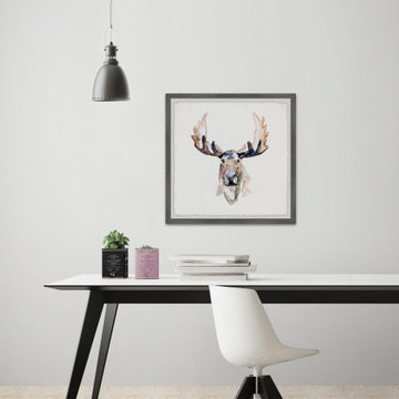 "Moose Face" Framed Painting Print