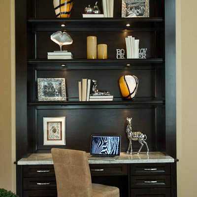 Home office - contemporary built-in desk home office idea in Vancouver