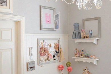 Inspiration for a shabby-chic style craft room remodel in San Diego