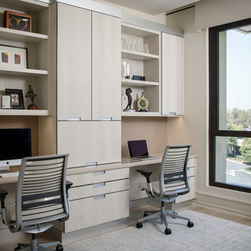 Newport Coast Home Office with Light Cabinets