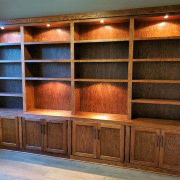 Oak Built in bookcase with cabinets