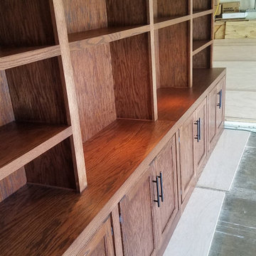 Oak Built in bookcase with cabinets