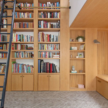 Oak Double Height Library and Window Seat