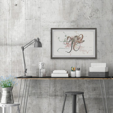 "Octopus Splash" Framed Painting Print