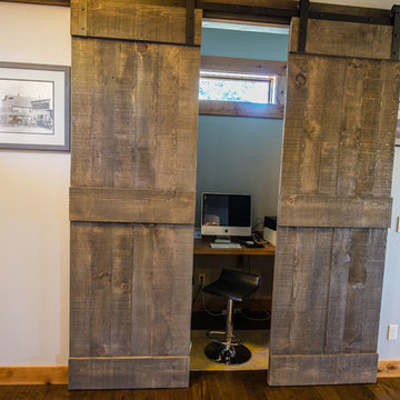 Office alcove with sliding barn doors