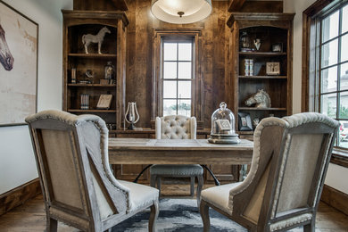 Inspiration for a rustic home office remodel in Dallas