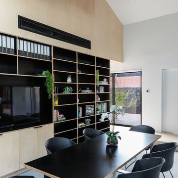 Office - custom made matt black plywood meeting table