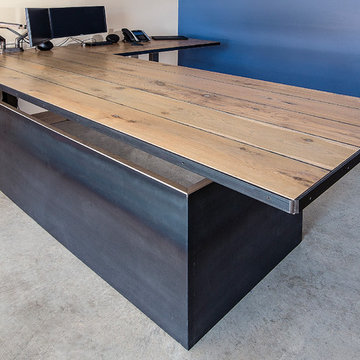 Office Desk, "L",  standing to sitting, Industrial
