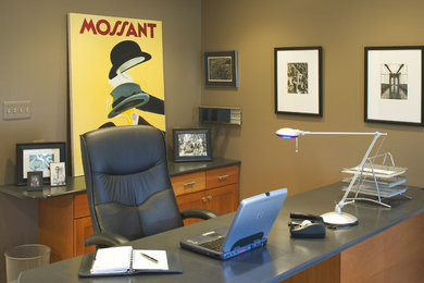 Example of a trendy home office design in Baltimore