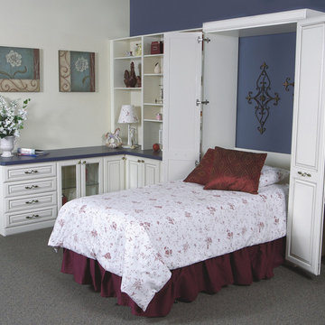 Open Murphy bed with desk area and lots of storage... Great for guests and could