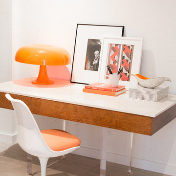 Orange Mushroom Lamp and Saarinen Chair