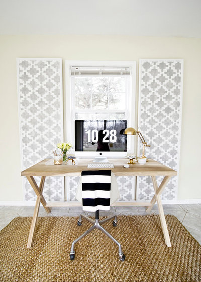 Contemporary Home Office Paneled Wall