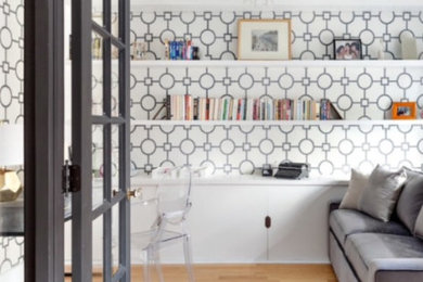 Example of a trendy home office design in New York