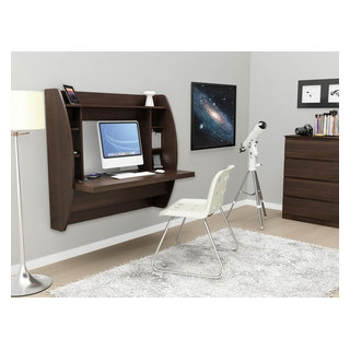Prepac Tall Wall Hanging Desk with Storage Espresso 194.70