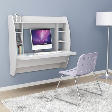 Prepac Tall Wall Hanging Desk with Storage | White - $194.70