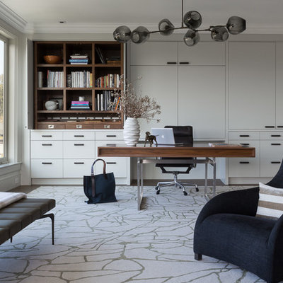 Transitional freestanding desk home office photo in San Francisco